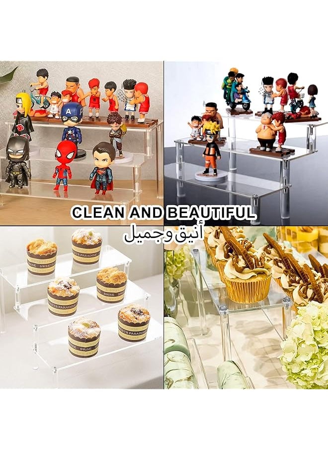 HALAMODO Clear Acrylic Riser Display Shelf Perfume Organizer Perfume Showcase Cupcake Desserts Stand For Party Cosmetics Display Riser Shelves For Decoration 3 Tier  - Image 5