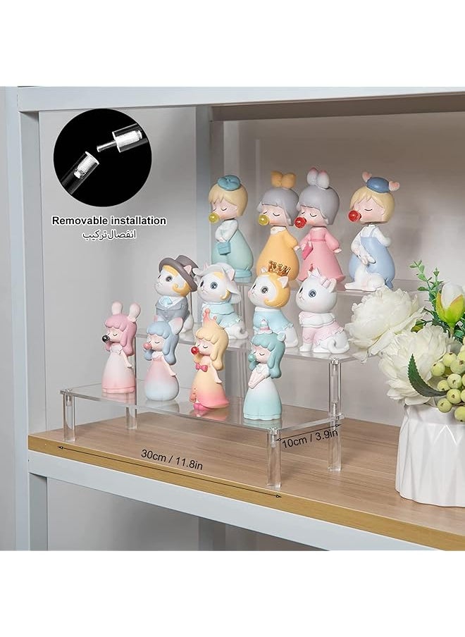 HALAMODO Clear Acrylic Riser Display Shelf Perfume Organizer Perfume Showcase Cupcake Desserts Stand For Party Cosmetics Display Riser Shelves For Decoration 3 Tier  - Image 2
