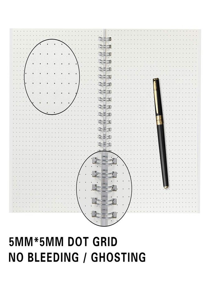 Wiisdatek Spiral Dot Grid Notebook,Wiisdatek A5 Bullet Dotted Journal Notebook 80 Sheets Per Book,Hardcover Bound Journal with Elastic Closure Strap,Wirebound,5.5x 8.5 in(2 PACK) - Image 5