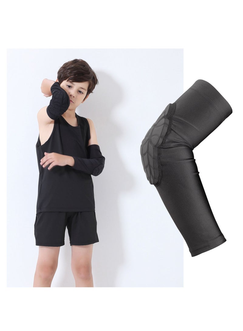 Loquat Kids Compression Elbow Sleeves Anti Slip Youth Elbow Support Elbow Pads Guards for Basketball Volleyball Skating YS Black - Image 1