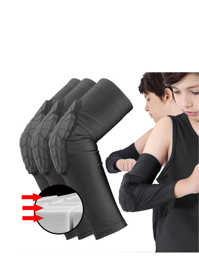 Loquat Kids Compression Elbow Sleeves Anti Slip Youth Elbow Support Elbow Pads Guards for Basketball Volleyball Skating YS Black - Image 2