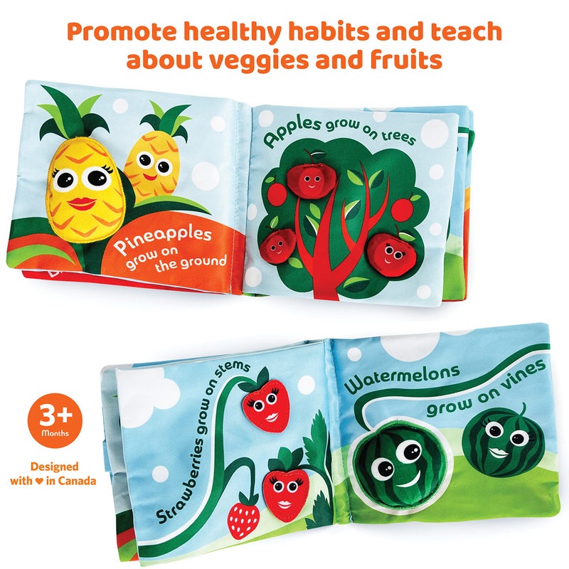 BabyBibi Soft Baby Book, ''Where Veggies & Fruits Come from''. Interactive Teething Infant Book, Touch & Feel, Crinkle Cloth Book for Babies 3 Months+ - Image 4