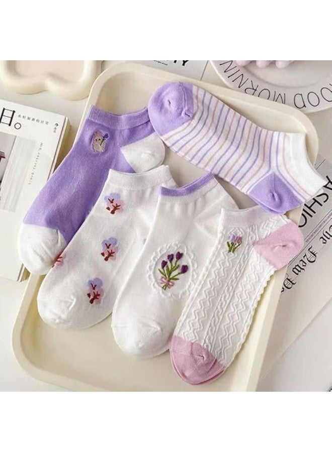 Women's Casual Ankle Socks Set, Comfortable for Feet, 5 Pairs + 1 Gift (6 Pairs Cotton) - Image 1