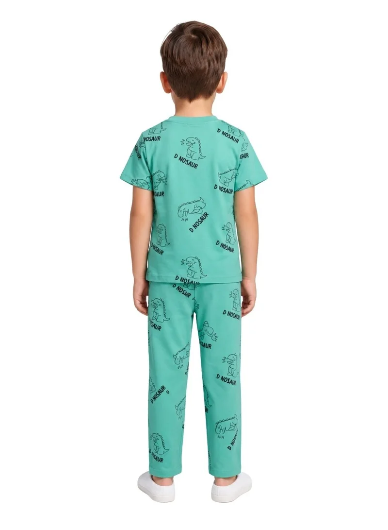بيبي كلو Boys Green Dinosaur Print T-Shirt and Pajama Set