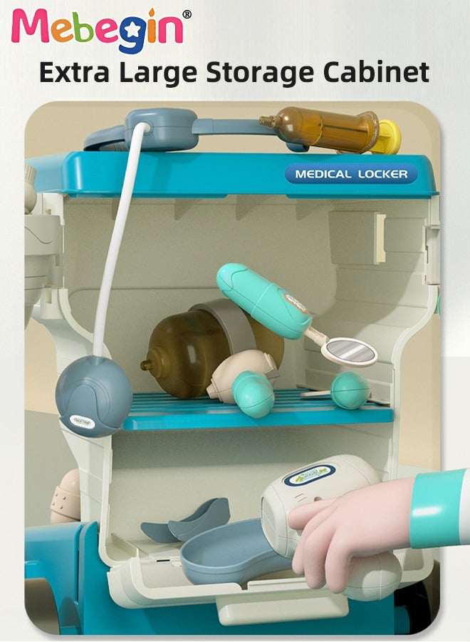 MEBEGIN 16PCS Medical Playset with Medical Cart, Medical-themed Pretend Toys, Simulation Play Doctor Toys Set with Various Accessaries, Creative Safety Play House Toys, Ideal Gift for Kids Aged 3+, 2 AA Batteries Required(Not Included) - Image 5