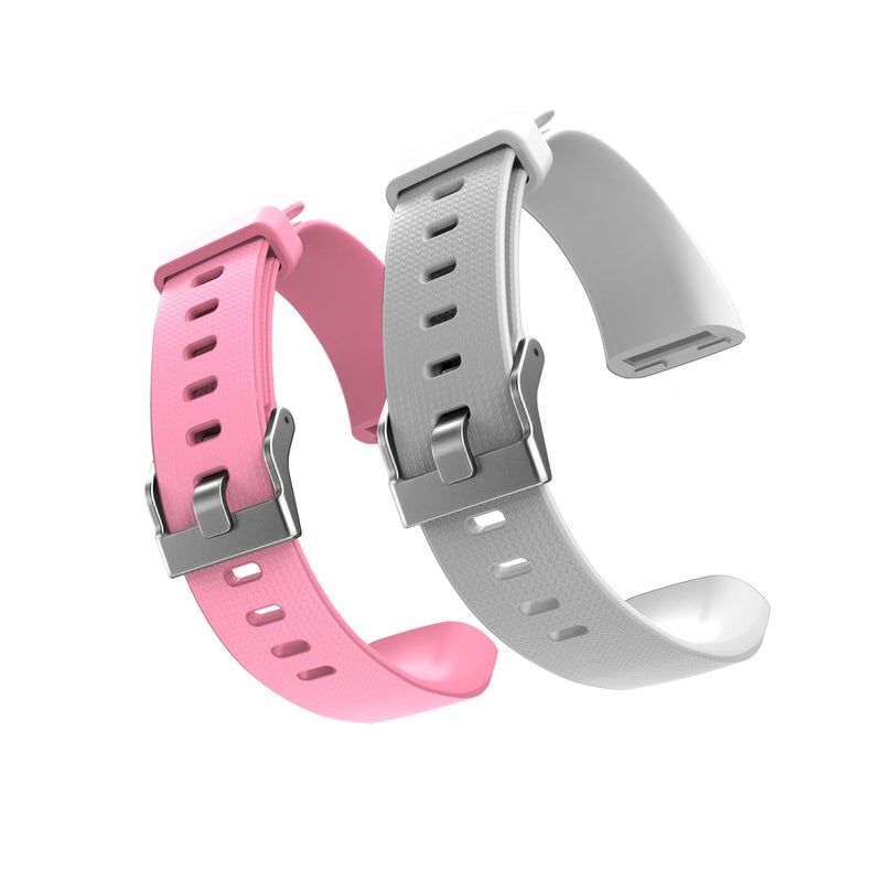 ENGERWALL Watch Band ONLY for Fitness Tracker S5, Replacement Bands Fit for Runmefit S5 Fitness Tracker Smart Watch (Pink + Gray) - Image 1