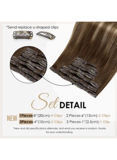 Full Shine Real Hair Clip in Extensions Brown Balayage Hair Clip in Human Hair Extensions 4 Brown Ombre 4 Highlights Honey Blonde Seamless Clip in Hair Extensions 120 Grams 18 Inch 