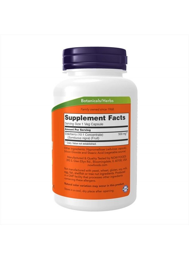 now Supplements, Elderberry (Sambucus nigra)500 mg, 10:1 Concentrate, 120 Veg Capsules - Image 2