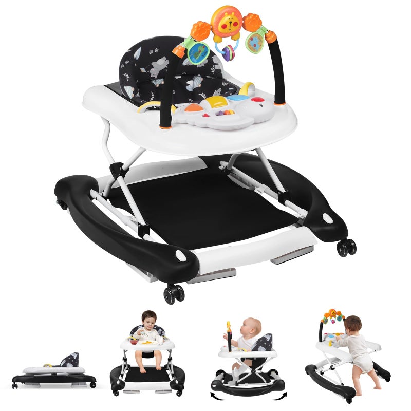 RefoereBabe Baby Walker, 5 in 1 Baby Walkers for Boys Girls 6-12 Months, Foldable Walkers for Babies with Bouncer & Feeding Tray, Music, Adjustable Heights, Activity Walker for Infant - Image 1