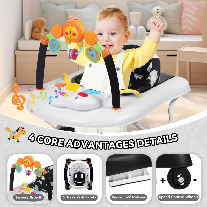 RefoereBabe Baby Walker, 5 in 1 Baby Walkers for Boys Girls 6-12 Months, Foldable Walkers for Babies with Bouncer & Feeding Tray, Music, Adjustable Heights, Activity Walker for Infant - Image 3