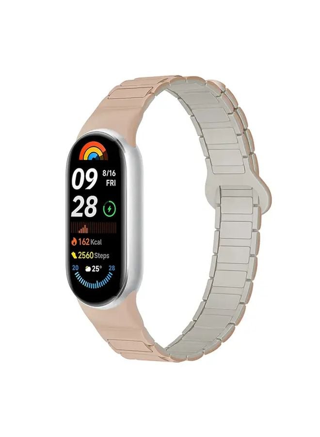 Xiaomi Mi Band 10 9 8 NFC Magnetic Strap Replacement Milk Tea Rock White - Image 1