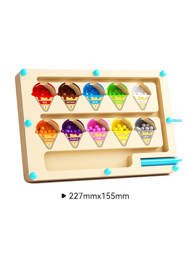 Magnetic Color and Number Maze - Montessori Fine Motor Skills Toys for Boys Girls 3 4 5 Years Old, Wooden Color Puzzle Board 24×15.7×1.9cm Paint buckets  - Image 3