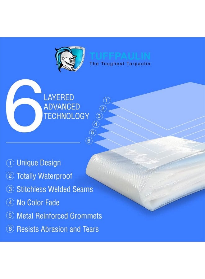 TUFFPAULIN Plastic 10X 8Ft 120 GSM Transparent Tarpaulin Tirpal Tadpatri Tharpai Thadika,Extra Strong,Reinforced,Uv Resistant,100% Waterproof Virgin,6 Layer Mlcl 3D Rib Technology-1 No,96x120x0.03 in - Image 3