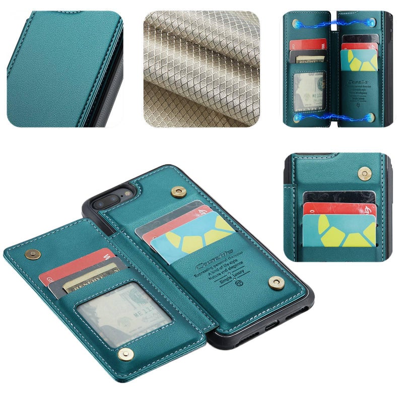 Protective Case | Wallet Style | Blue TPU | Shockproof Cover for iphone7plus/8plus | RFID Blocking - Image 4