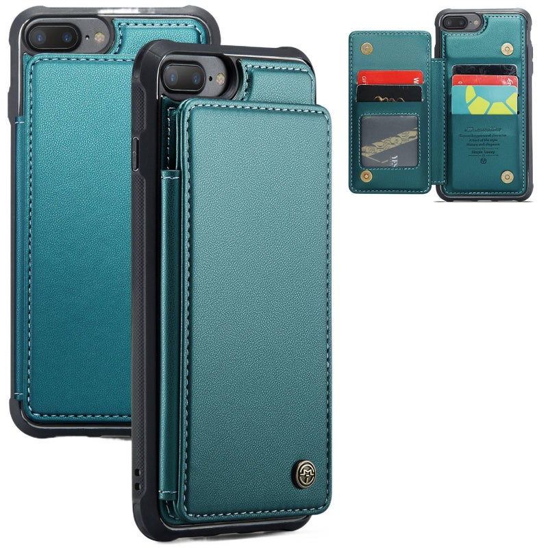 Protective Case | Wallet Style | Blue TPU | Shockproof Cover for iphone7plus/8plus | RFID Blocking - Image 2