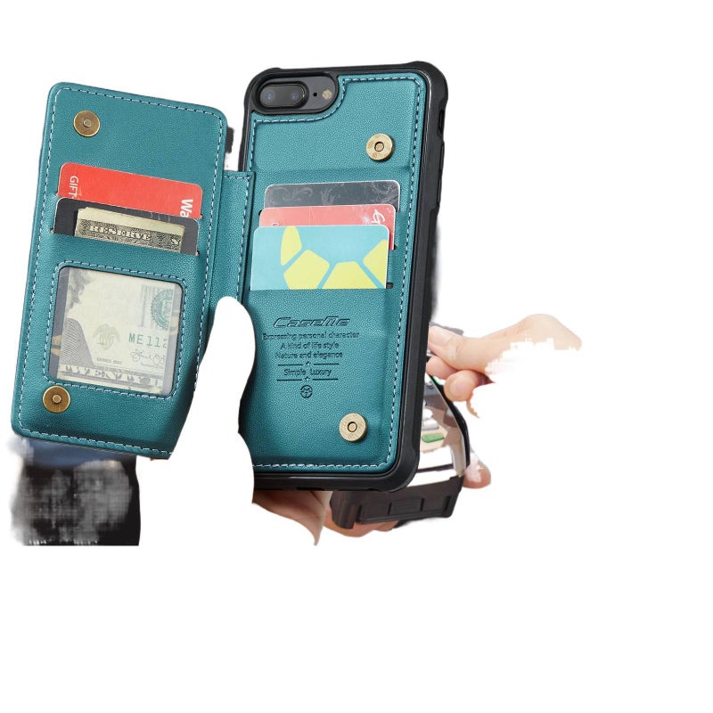 Protective Case | Wallet Style | Blue TPU | Shockproof Cover for iphone7plus/8plus | RFID Blocking - Image 3