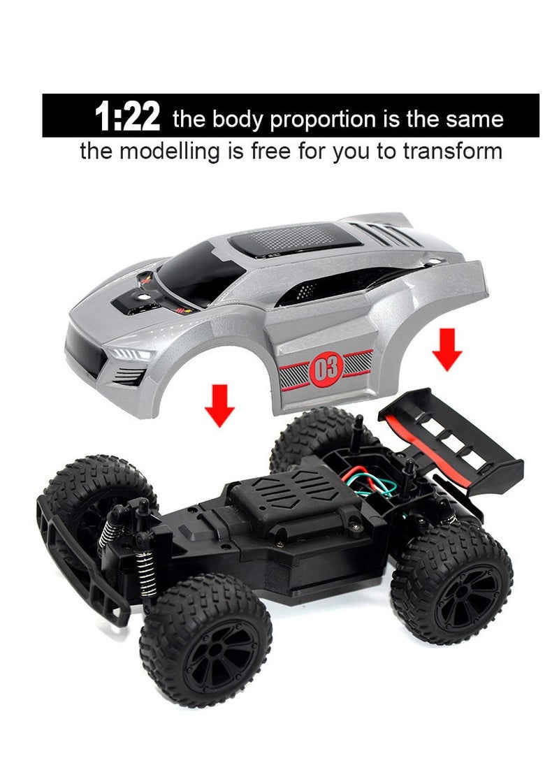ميكسد سيارة تحكم عن بعد - سيارة Rc عالية السرعة 2.4 جيجا هرتز، سيارة سباق Rc على الطرق الوعرة مع أضواء LED ملونة وبطارية قابلة لإعادة الشحن، لعبة سيارة كهربائية هدية للأولاد والبنات والأطفال - Image 4