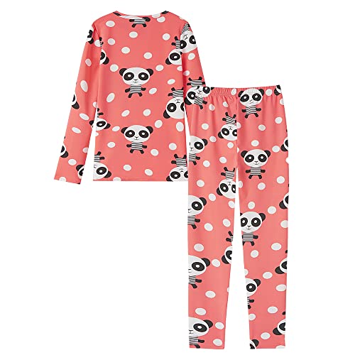 MyFav Children Girl Pajama Long Sleeve Sleepwear Cute Big-Eye Panda Nightclothes (1-Red Panda, 6 Years) - Image 2