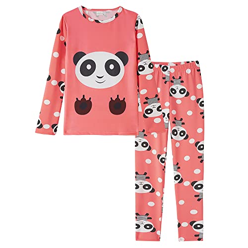 MyFav Children Girl Pajama Long Sleeve Sleepwear Cute Big-Eye Panda Nightclothes (1-Red Panda, 6 Years) - Image 1