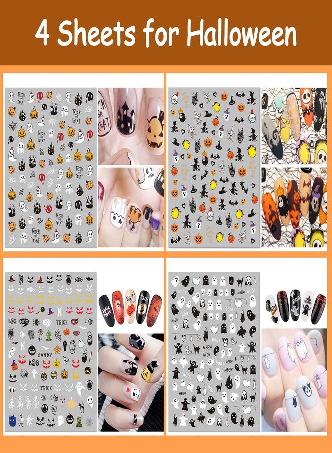 TailaiMei 20 Sheet All Holidays Nail Art Stickers, Mixed Seasons Variety Pack for Halloween Fall Christmas Valentine's Day Nail Decals, Self-Adhesive Design Year Round Assorted Nail Decorations - Image 2