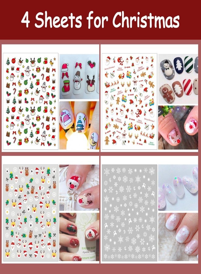 TailaiMei 20 Sheet All Holidays Nail Art Stickers, Mixed Seasons Variety Pack for Halloween Fall Christmas Valentine's Day Nail Decals, Self-Adhesive Design Year Round Assorted Nail Decorations - Image 4