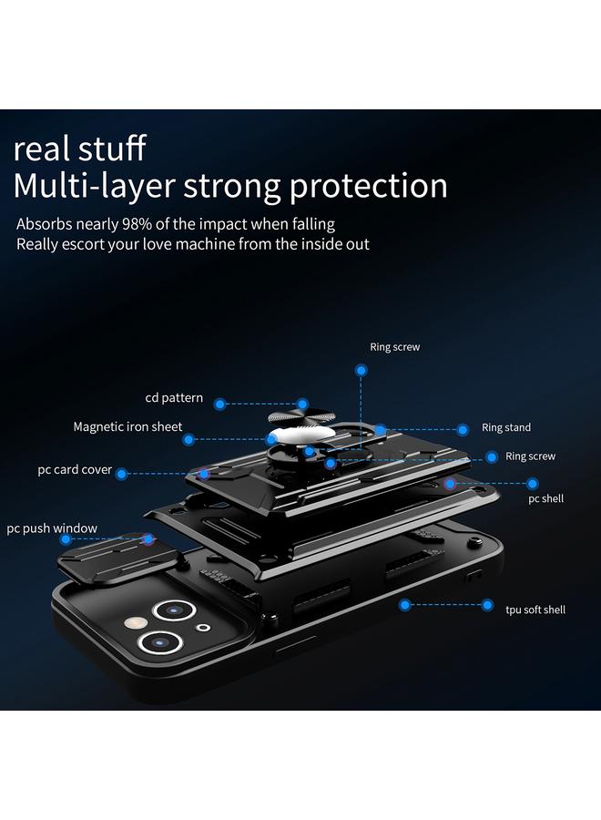 S-TOP Case For iPhone 15 Plus Sliding Camshield TPU+PC Phone Case with Card Slot - Image 4