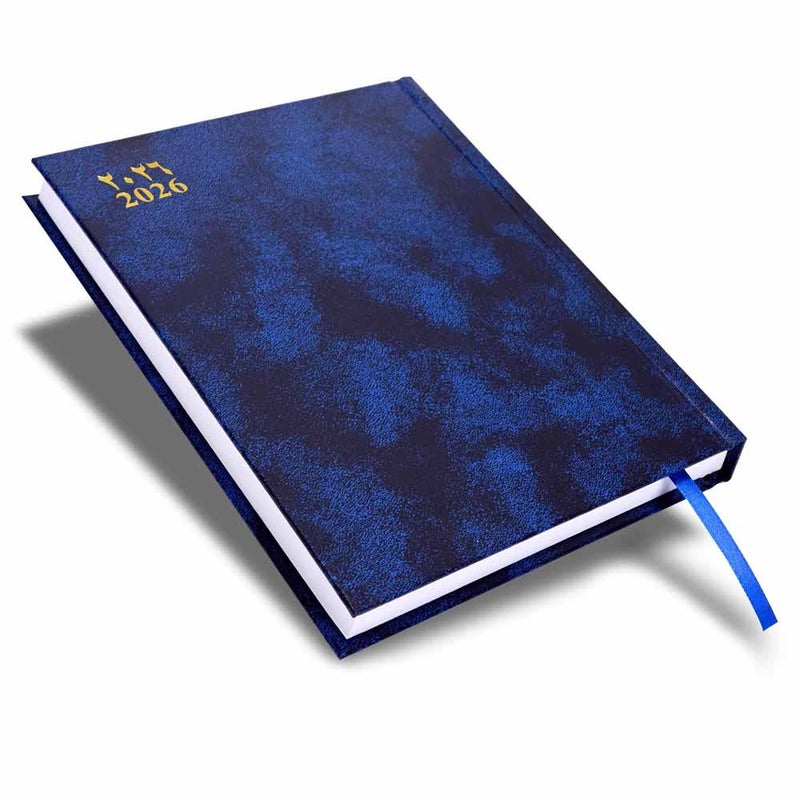 FIS 2026 A5 Agenda Diary, 148x210mm Size, Hard Cover Vinyl, 1 Day a Page with Thursday & Friday Combined, Right to Open, Arabic/English, 60gsm White Paper, Blue Cover-FSDI90AER26BL - Image 1