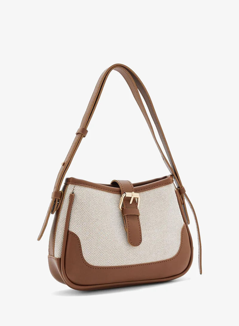ELLA Brown/Beige contrast panel shoulder bag for Women | Best Price UAE