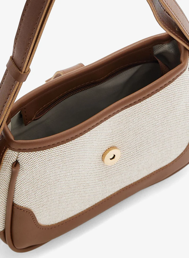 ELLA Brown/Beige contrast panel shoulder bag for Women | Best Price UAE