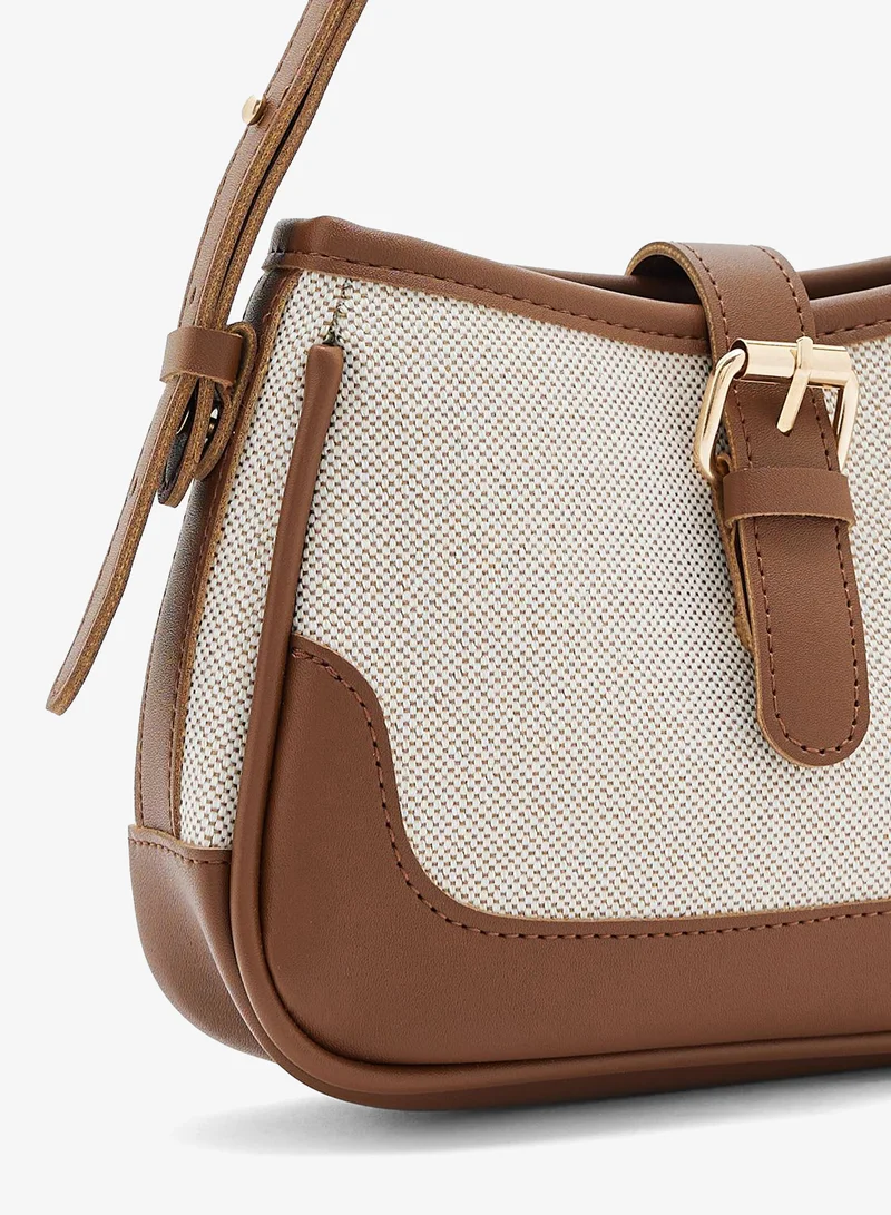 ELLA Brown/Beige contrast panel shoulder bag for Women | Best Price UAE