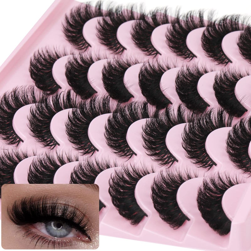 zanlufly False Eyelashes Russian Strip lashes Cat Eye Eyelashes Faux Mink Lashes Fox Eye volume Dramatic Fake Lashes Look Like Extension Eyelashes Long Strip Wispy Lashes14 Pairs - Image 1