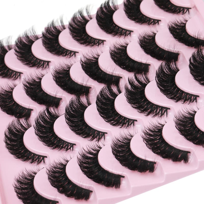 zanlufly False Eyelashes Russian Strip lashes Cat Eye Eyelashes Faux Mink Lashes Fox Eye volume Dramatic Fake Lashes Look Like Extension Eyelashes Long Strip Wispy Lashes14 Pairs - Image 3