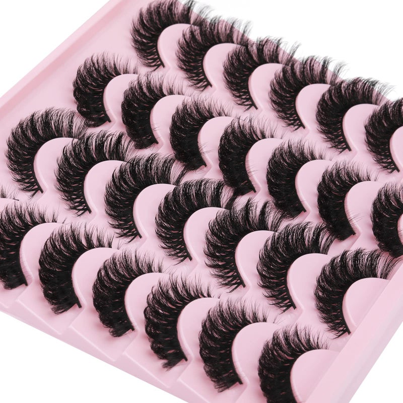 zanlufly False Eyelashes Russian Strip lashes Cat Eye Eyelashes Faux Mink Lashes Fox Eye volume Dramatic Fake Lashes Look Like Extension Eyelashes Long Strip Wispy Lashes14 Pairs - Image 4