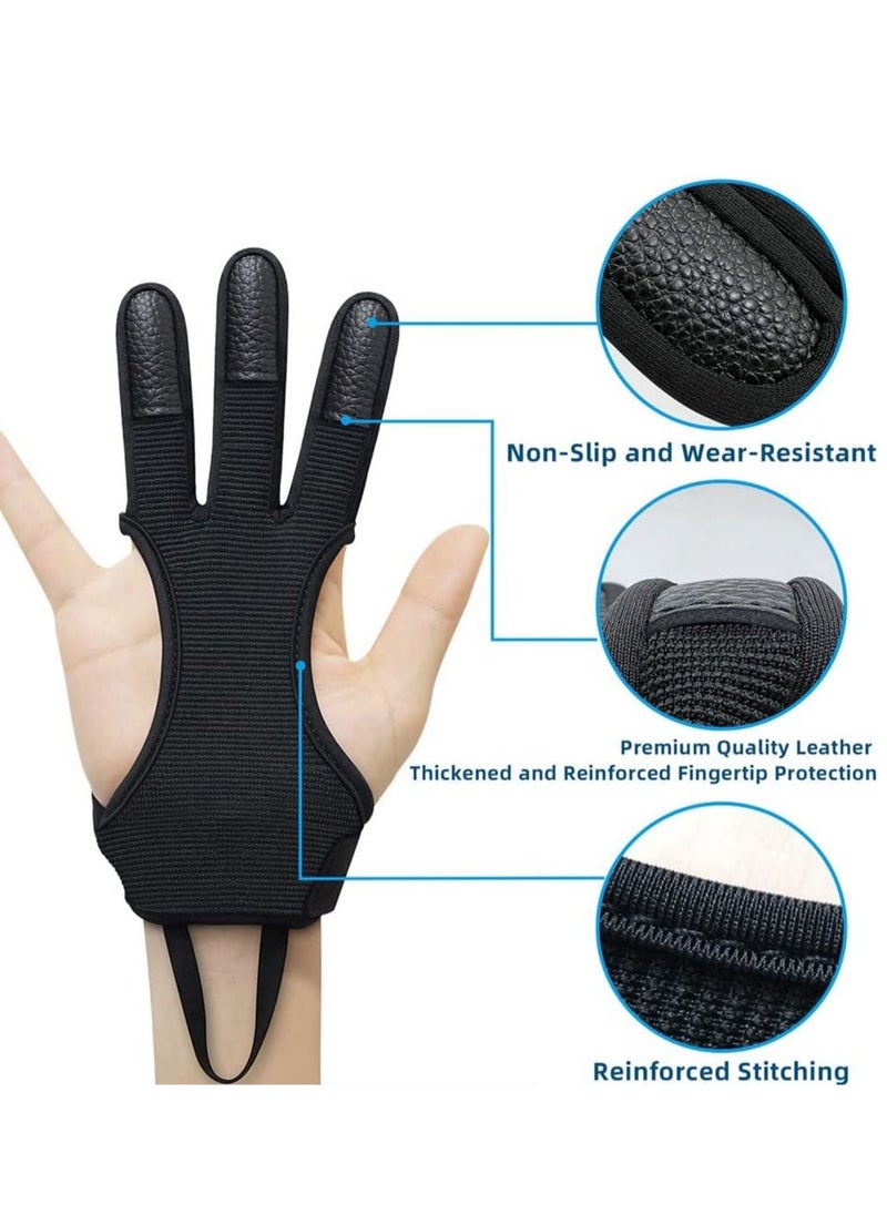 Generic Archery Gloves Shooting Hunting Leather Three Finger Design Protected  Beginner Gloves for Recurve & Compound Bow, Non-Slip Padded Tips for Grip Stability, Archery Accessories for Men, Women & Youth - Image 3
