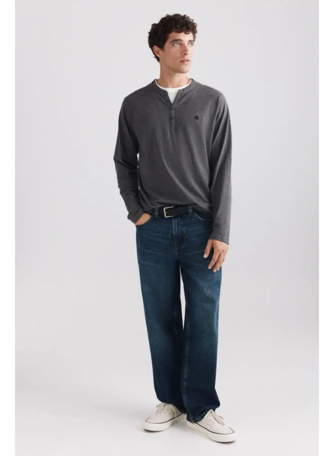 Springfield Double neck Henley long sleeve T-shirt