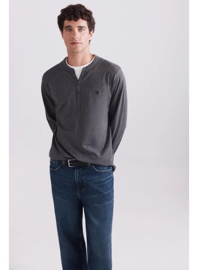Springfield Double neck Henley long sleeve T-shirt