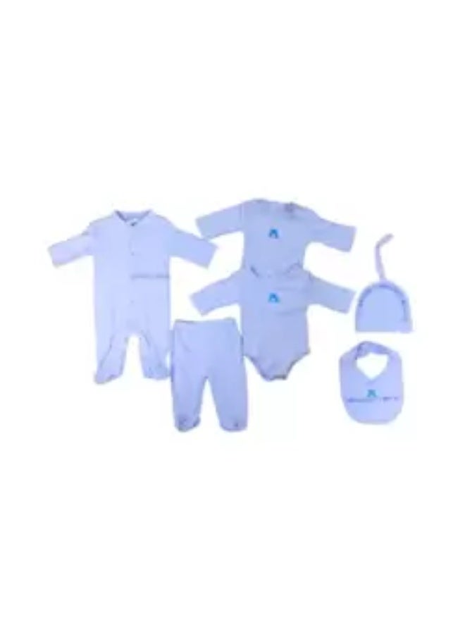 إيسينشيال طقم هدايا أساسيات المواليد الجدد (سليب سوت وبودي سوت) للأطفال من عمر 3-6 أشهر - مجموعة ملابس رضع كاملة من القطن الناعم المسامي باللون الأزرق السماوي - Image 1