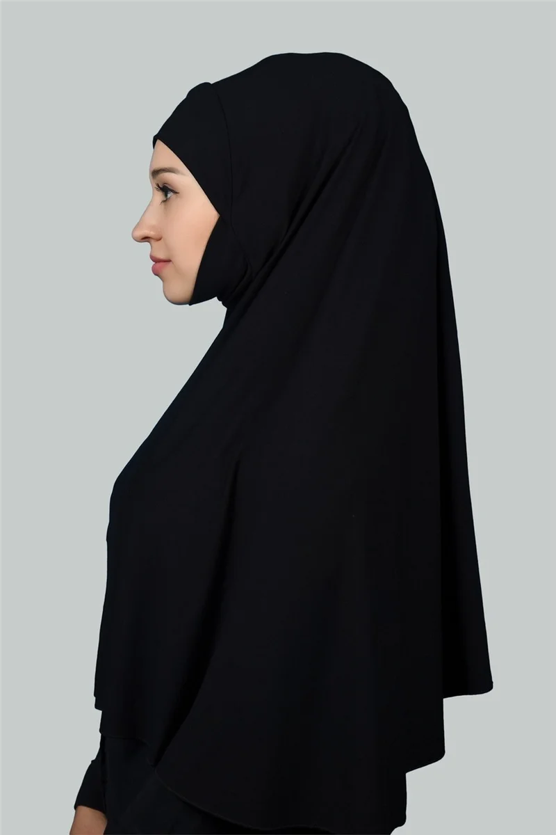 التوبة Ready-made Turban Practical Scarf with Veil Hijab with Nikap - Prayer Cover Soufflé (3Xl) - Black
