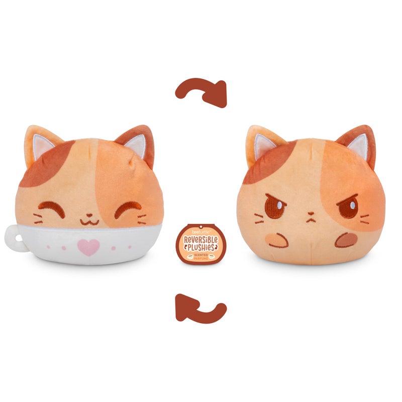 TeeTurtle Reversible Latte Cat Scented Plushie - 4-Inch Two-Sided Flip Plush Toy with Embroidered Details - Cute Mini Collectible Plush for Kids, Teens, and Adults - Image 3