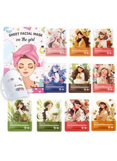 FirstFly 10 Pack Hydrating Face Masks Skincare, Spa Party Facial Sheet Mask Gifts for Women Girls, Moisturize, Soothe, Reducing Wrinkles & Fine Line Skincare Set for All Skin Types  - Image 1