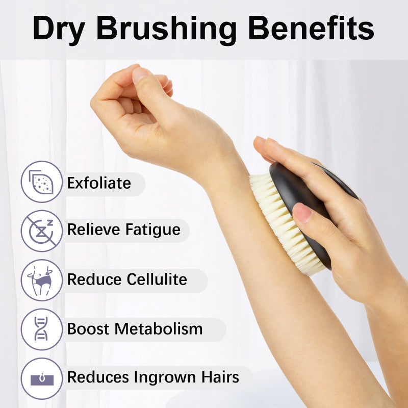 VANZAVANZU Dry Brushing Body Exfoliating Brush, Anti Slip Body Scrubber for Shower, Shower Body Cleaning Brush for Deep Cleansing & Soften Skin, Improve Circulation (Black) - Image 3