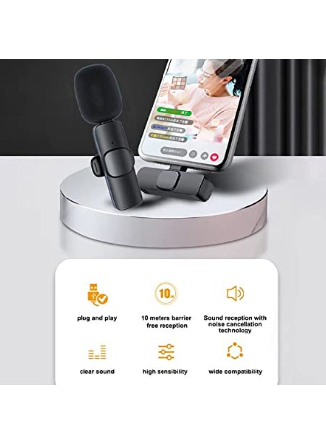 SHOPI K8 Wireless Collar Clip Microphone For iPhone/iPad & Type C Mobile Phones Supported Lapel Lavalier Mic - Image 2