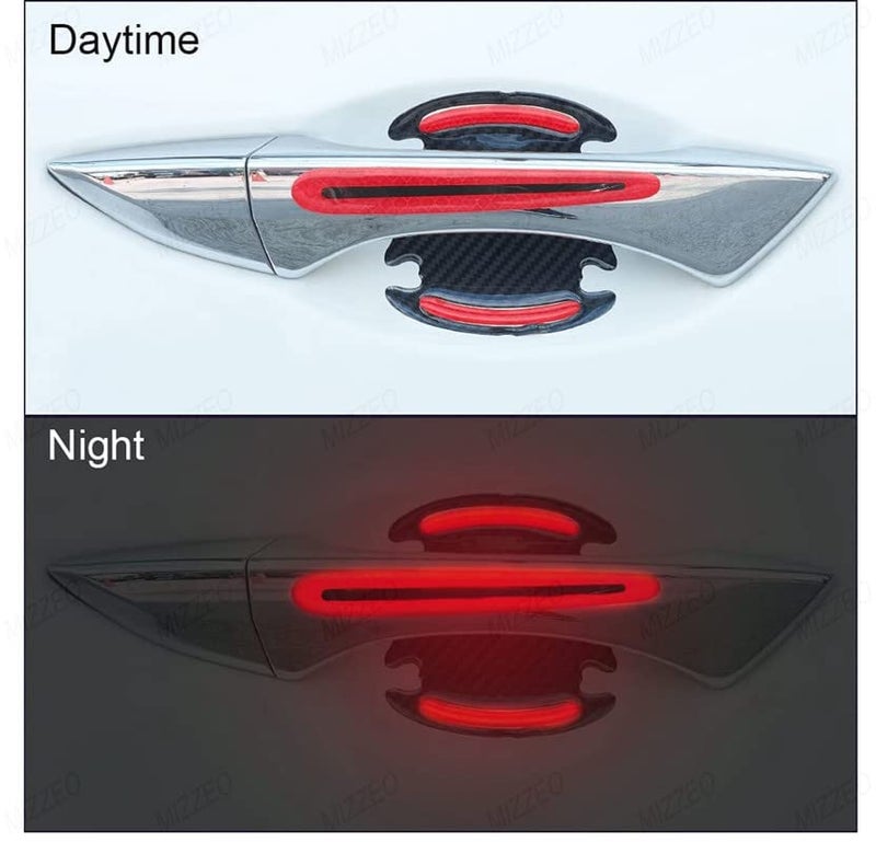 MIZZEO Car Door Handle & Bowl Reflective Scratch Protector Pack of 8 (4 x Door Handle + 4 x Bowl) Waterproof Sticker (Carbon Black & Red) Compatible with Toyota Innova Crysta New - Image 5