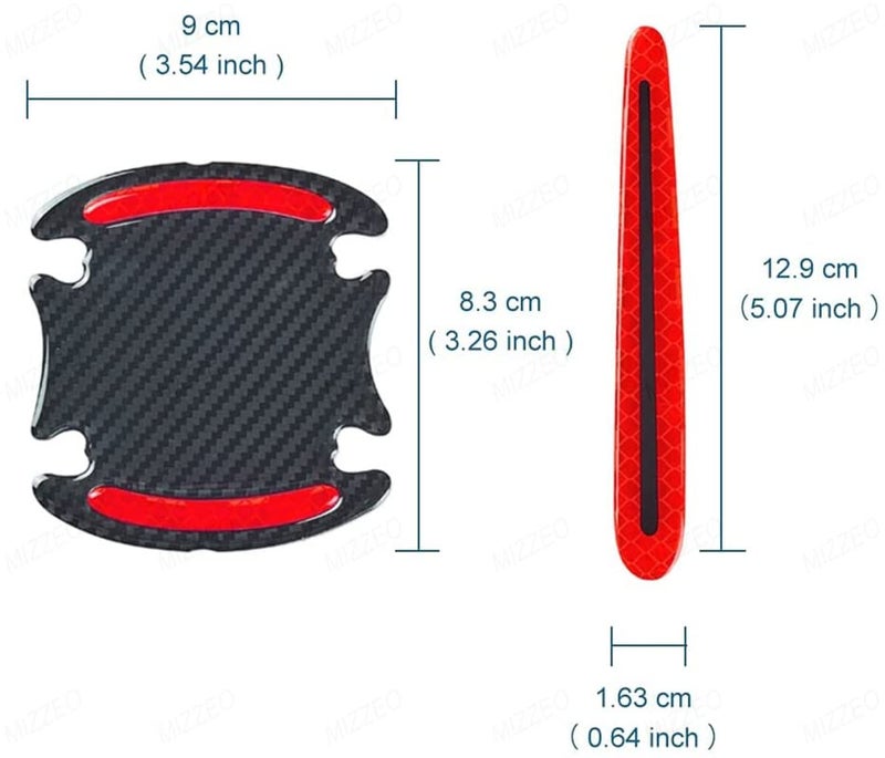 MIZZEO Car Door Handle & Bowl Reflective Scratch Protector Pack of 8 (4 x Door Handle + 4 x Bowl) Waterproof Sticker (Carbon Black & Red) Compatible with Toyota Innova Crysta New - Image 3