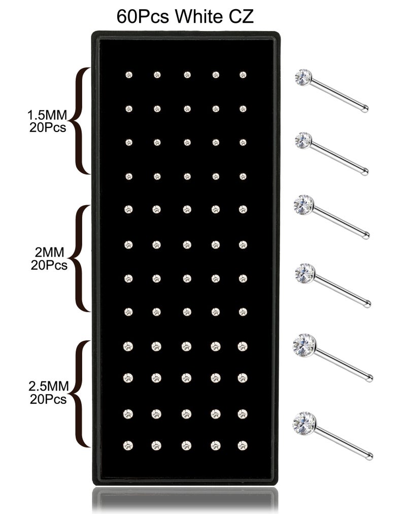 REVOLIA 60-120Pcs 22G 316L Stainless Steel Nose Studs Rings Piercing Body Jewelry 1.5-2.5mm S - Image 5