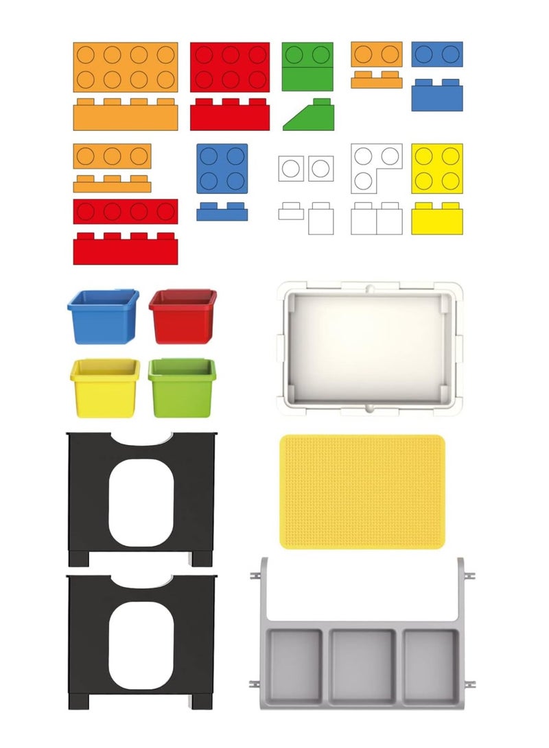 Multi Activity Table Set, Large Building Block - Table Compatible Bricks Toy, Foldable Activity Desk, Play Board and Toy Storage  - Image 3
