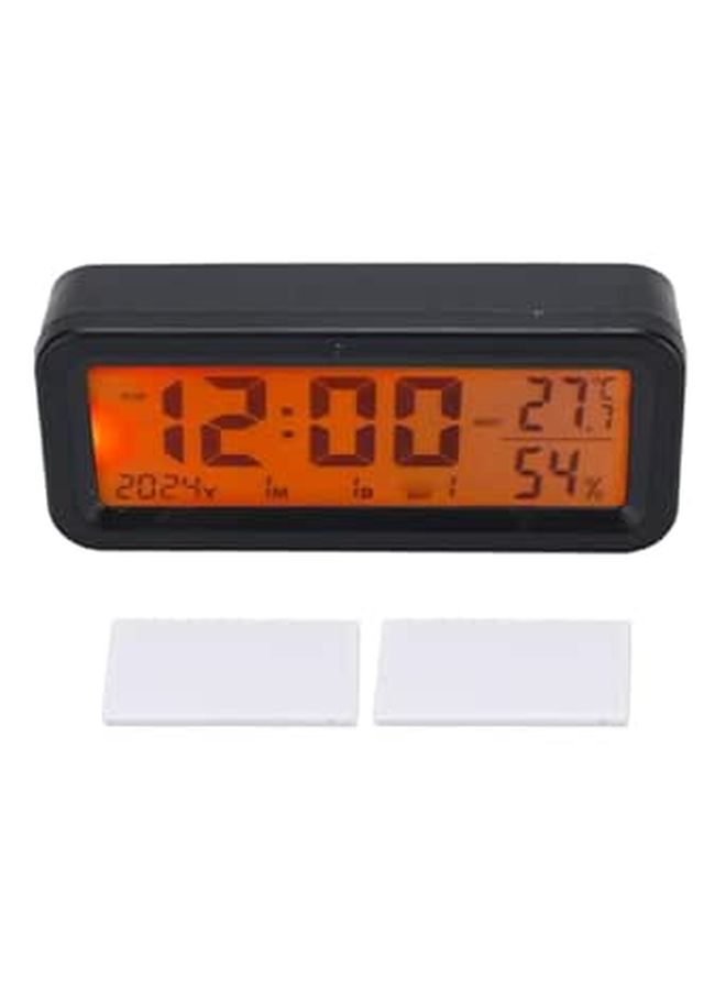 Car Digital Clock With Solar Panel Type C Charging Temperature And Humidity Display Small Dashboard Clock - Image 1