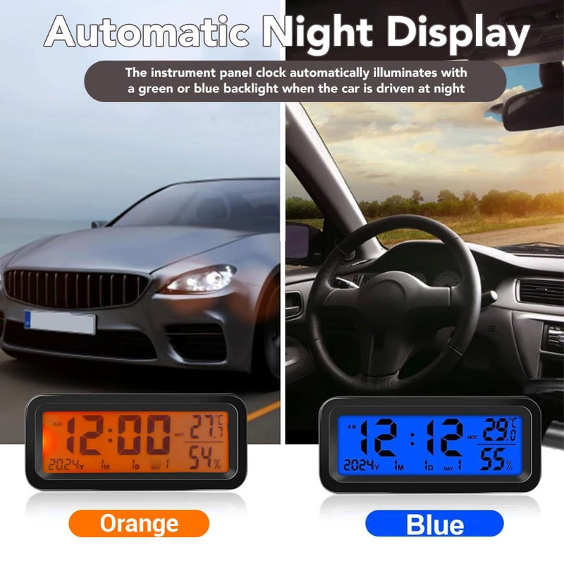 Car Digital Clock With Solar Panel Type C Charging Temperature And Humidity Display Small Dashboard Clock - Image 5