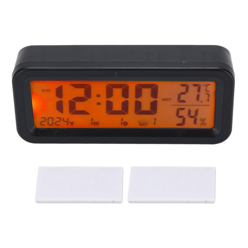 Car Digital Clock With Solar Panel Type C Charging Temperature And Humidity Display Small Dashboard Clock - Image 2