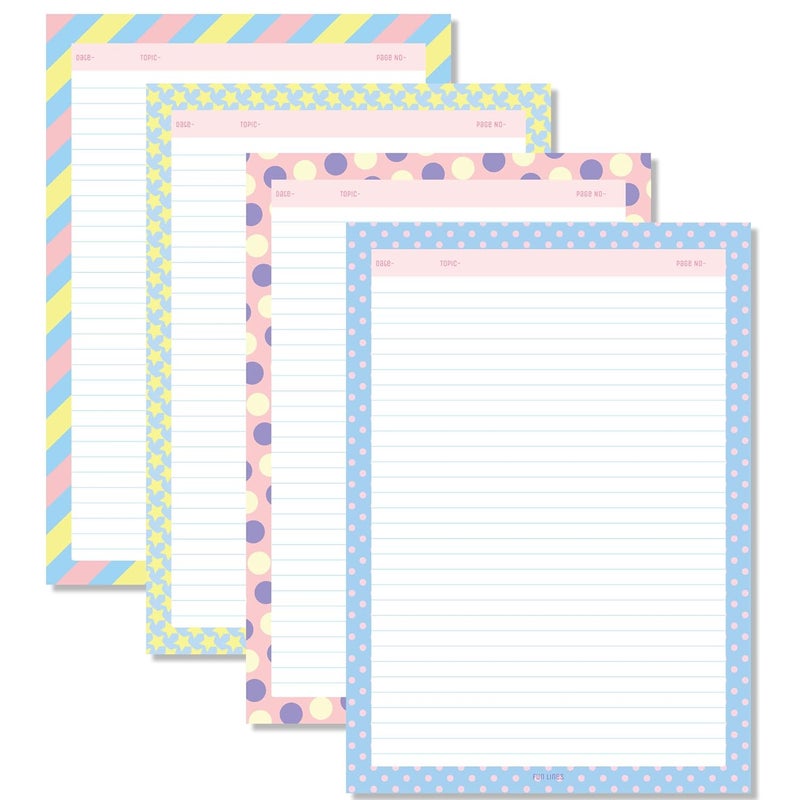 Fun Lines Premium A4 Project Papers I One Side Ruled I For Projects, Assignments,Holiday homework,Notes- Pack of 80 (Pack A) - Image 1